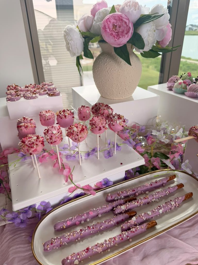 Pink and purple dessert table